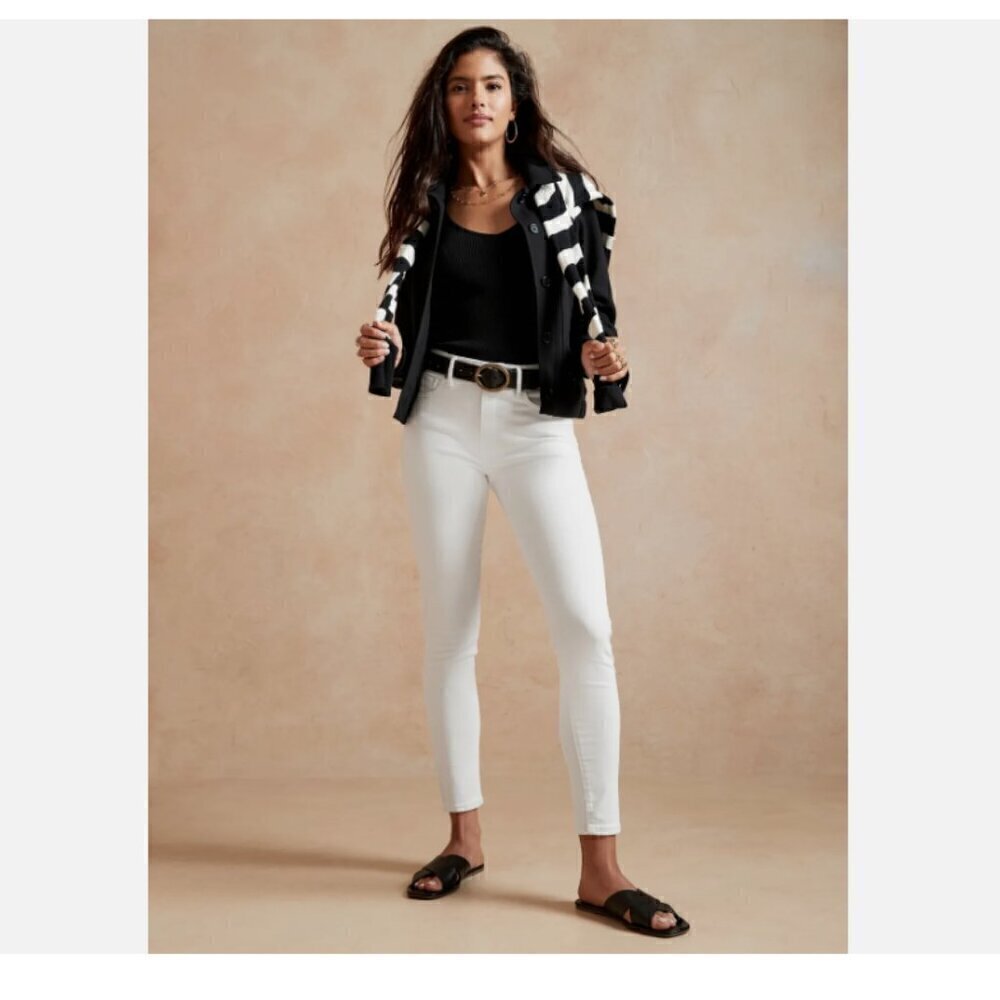 Banana Republic Mid-Rise SCULPT Skinny Jeans Size 33/16 TALL White RETAIL $99